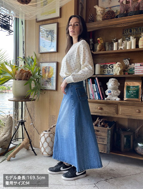 期間限定アウトレット》【WOMEN】デニムバックプリーツロングスカート