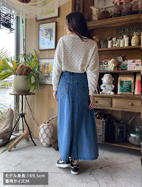 デニムバックプリーツロングスカート ブランドのドッグデプト/DOG DEPT