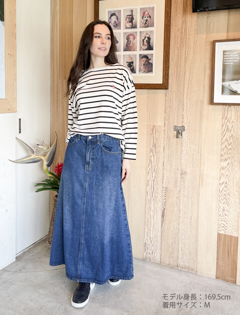 デニムバックプリーツロングスカート ブランドのドッグデプト/DOG DEPT