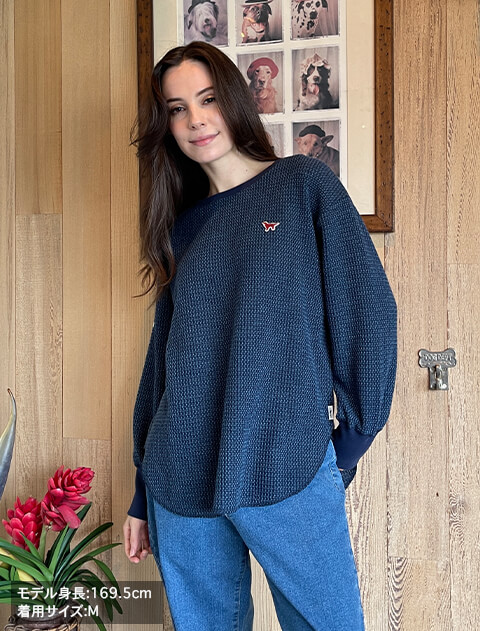 撚り糸配色ワッフルプルオーバー   ブランドのドッグデプト/DOG DEPT