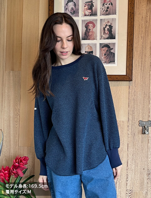 撚り糸配色ワッフルプルオーバー   ブランドのドッグデプト/DOG DEPT