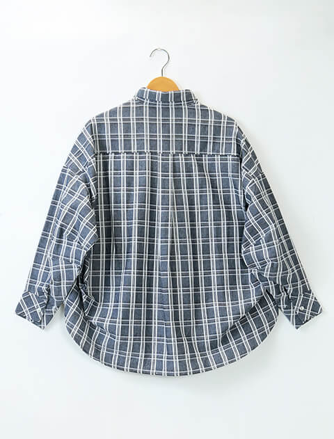 デニムチェックサークルシャツ    ブランドのドッグデプト/DOG DEPT