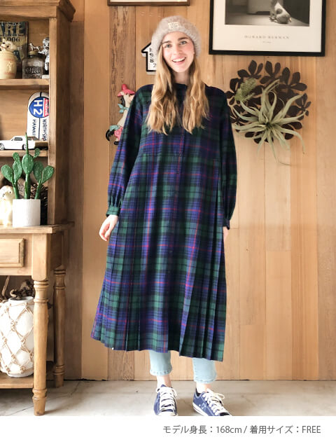 《期間限定アウトレット》【WOMEN】チェックプリーツワンピ