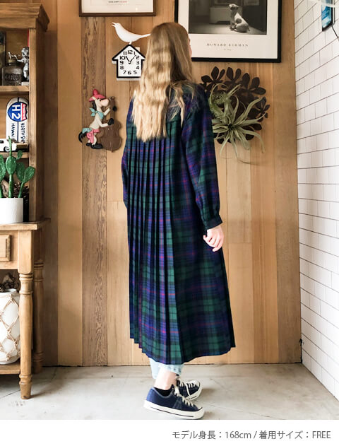 チェックプリーツワンピ   ブランドのドッグデプト/DOG DEPT