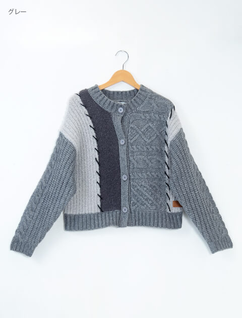 パッチワーククルーカーデ   ブランドのドッグデプト/DOG DEPT