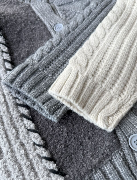 WOMEN】パッチワーククルーカーデ