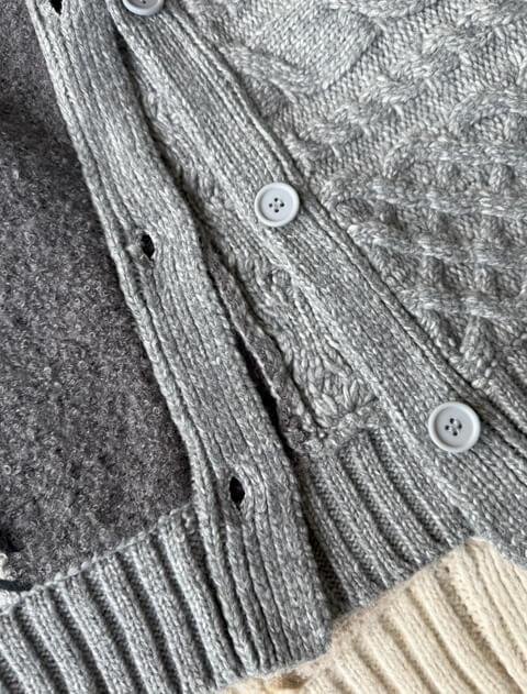 パッチワーククルーカーデ   ブランドのドッグデプト/DOG DEPT