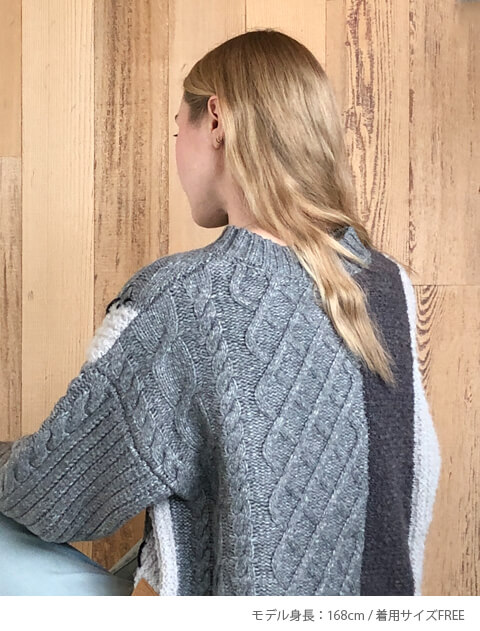 パッチワーククルーカーデ   ブランドのドッグデプト/DOG DEPT