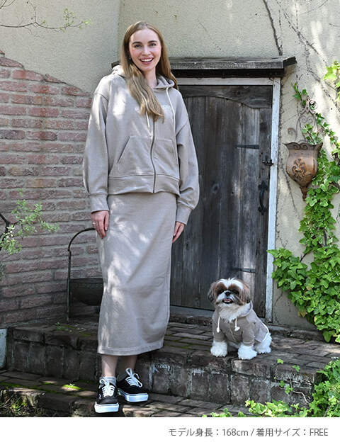 ラメ裏毛ナロースカート ブランドのドッグデプト/DOG DEPT