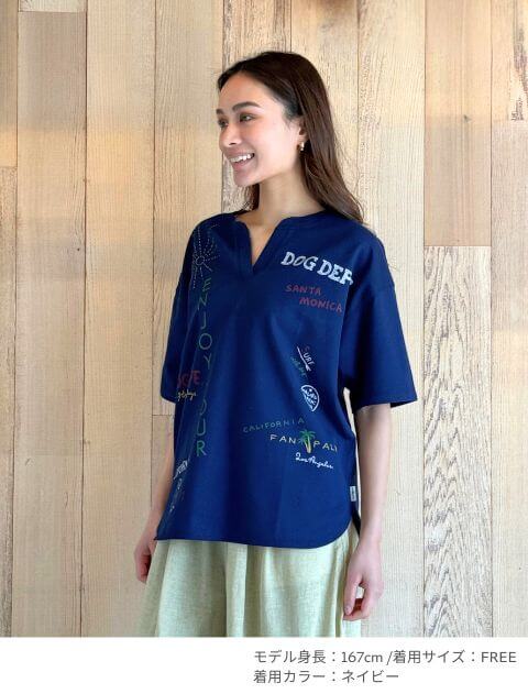 グラフィティ梨地キーネック   ブランドのドッグデプト/DOG DEPT