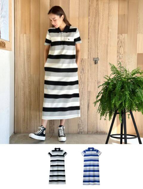 【WOMEN】ボーダーポロシャツワンピース