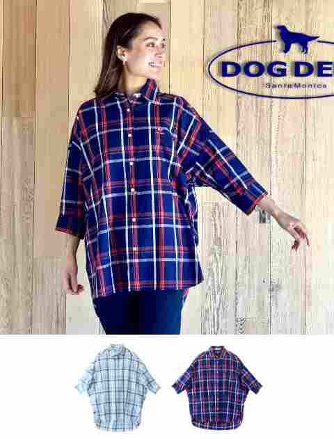 【WOMEN】綿麻チェック５部袖シャツ