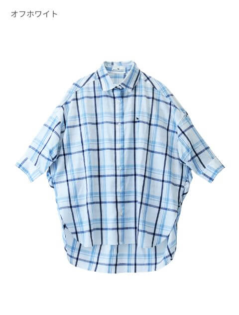 綿麻チェック５部袖シャツ    ブランドのドッグデプト/DOG DEPT