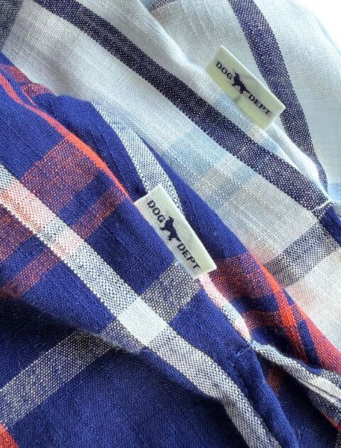 綿麻チェック５部袖シャツ    ブランドのドッグデプト/DOG DEPT