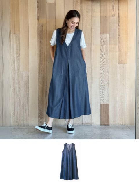 【WOMEN】クールデニムジャンパースカート