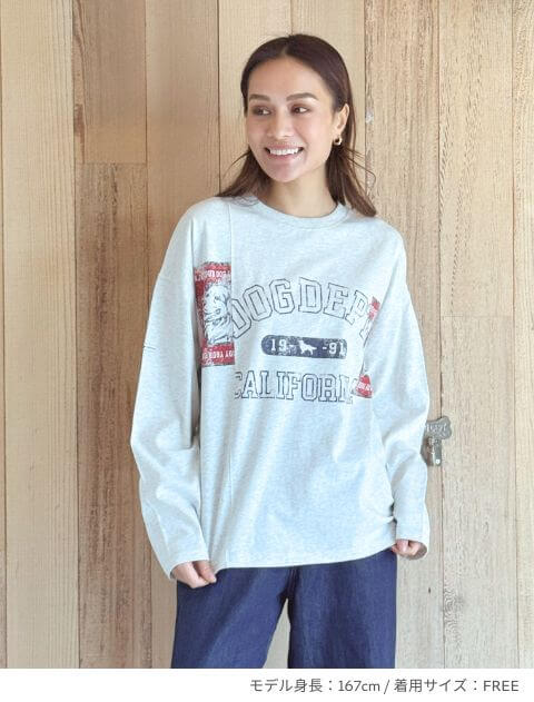 ロゴプリントリメイクロンT   ブランドのドッグデプト/DOG DEPT