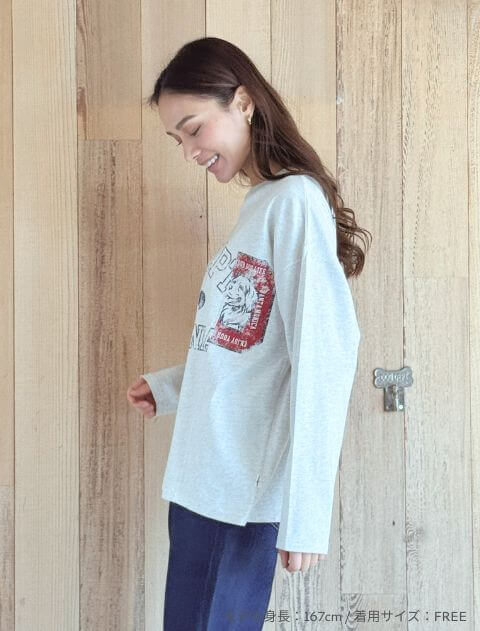 WOMEN】ロゴプリントリメイクロンT