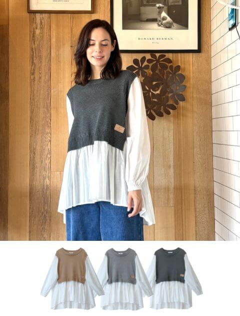 【WOMEN】ドッキングカットソー