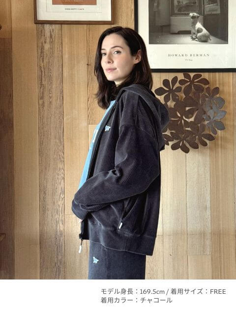 カットコーデュロイフルジップパーカー    ブランドのドッグデプト/DOG DEPT