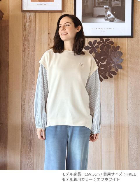 ストライプ切り替えバルーンクルー   ブランドのドッグデプト/DOG DEPT