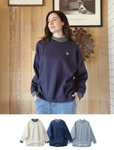 【WOMEN】ニット重ね着風クルースウェット