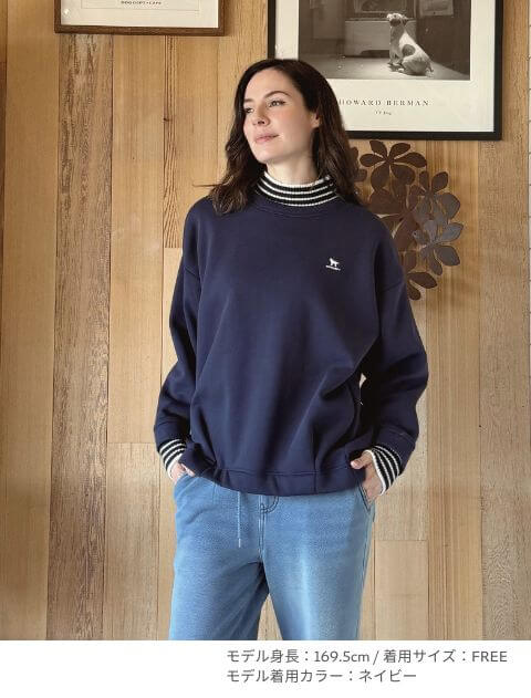 ニット重ね着風クルースウェット   ブランドのドッグデプト/DOG DEPT