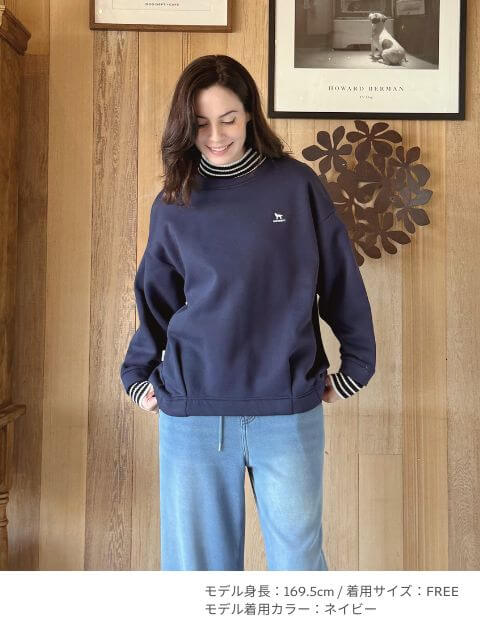 ニット重ね着風クルースウェット   ブランドのドッグデプト/DOG DEPT