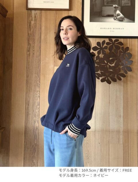 ニット重ね着風クルースウェット   ブランドのドッグデプト/DOG DEPT