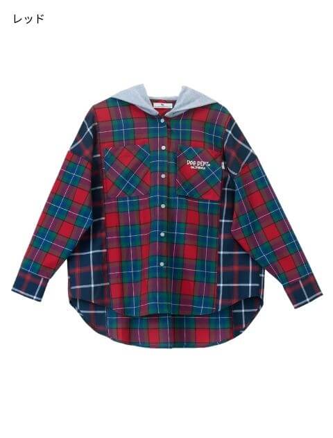 切り替えチェックシャツパーカー   ブランドのドッグデプト/DOG DEPT