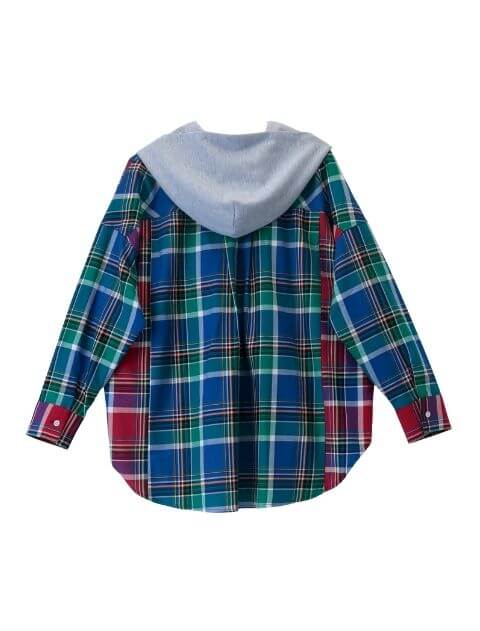 切り替えチェックシャツパーカー   ブランドのドッグデプト/DOG DEPT