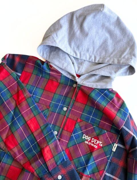 切り替えチェックシャツパーカー   ブランドのドッグデプト/DOG DEPT