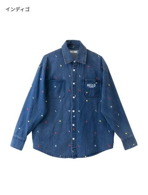 WOMEN】 OHANA刺繍デニムシャツ