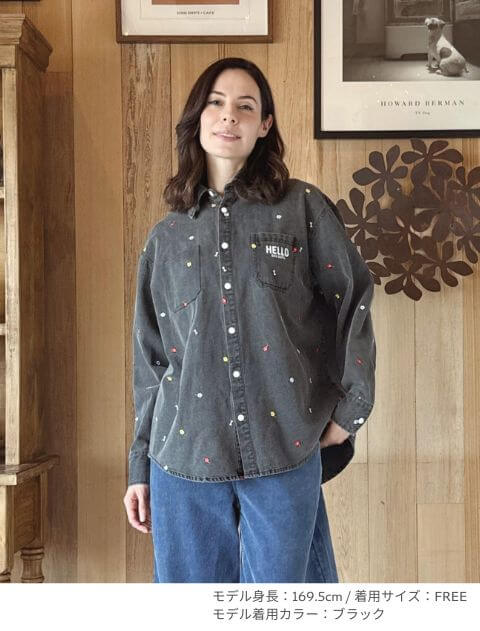 WOMEN】 OHANA刺繍デニムシャツ