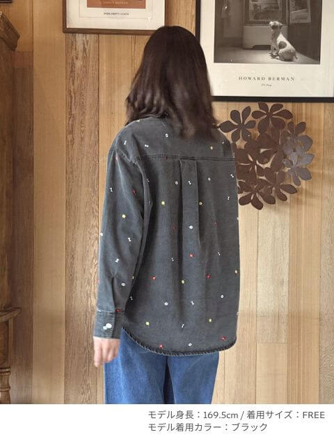  OHANA刺繍デニムシャツ   ブランドのドッグデプト/DOG DEPT