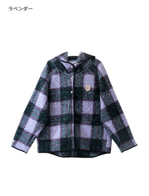 ドッグデプト ブークレボタンパーカー チェックコート 完売品 新品！ WOMEN】ブークレボタンパーカー