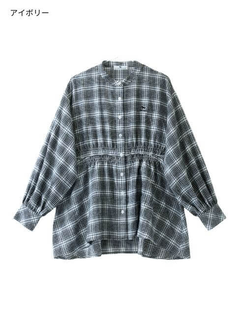 起毛チェックウエストギャザーシャツ ブランドのドッグデプト/DOG DEPT