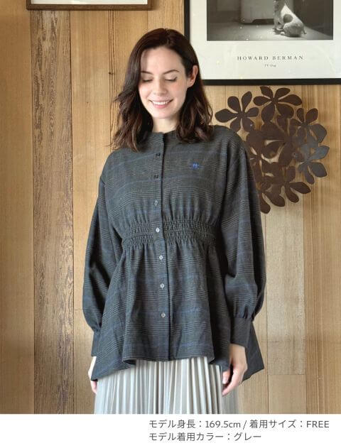 起毛チェックウエストギャザーシャツ ブランドのドッグデプト/DOG DEPT