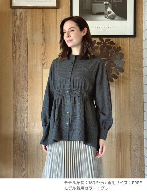 起毛チェックウエストギャザーシャツ ブランドのドッグデプト/DOG DEPT