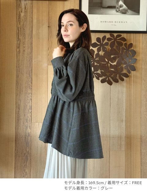 起毛チェックウエストギャザーシャツ ブランドのドッグデプト/DOG DEPT