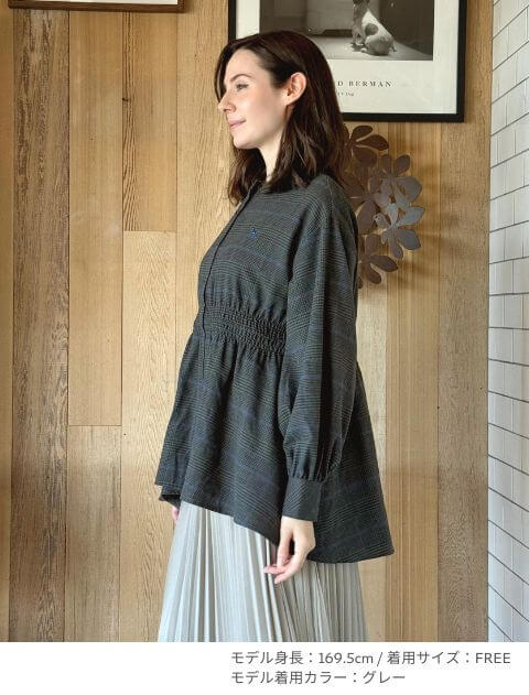 起毛チェックウエストギャザーシャツ ブランドのドッグデプト/DOG DEPT