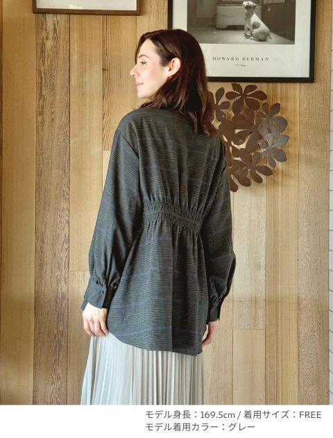 起毛チェックウエストギャザーシャツ ブランドのドッグデプト/DOG DEPT