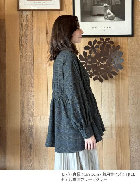 起毛チェックウエストギャザーシャツ ブランドのドッグデプト/DOG DEPT