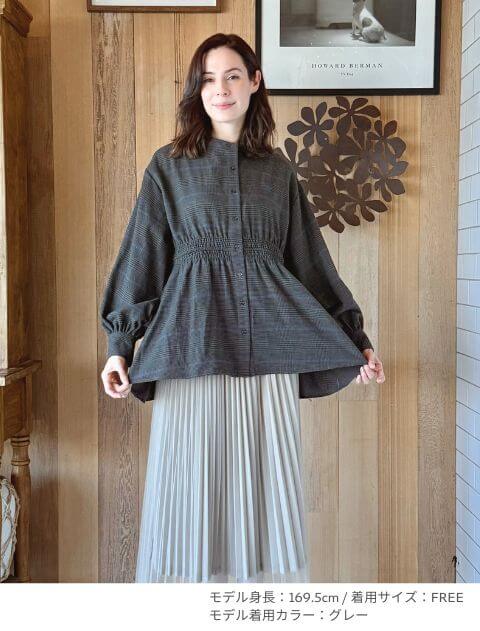 起毛チェックウエストギャザーシャツ ブランドのドッグデプト/DOG DEPT