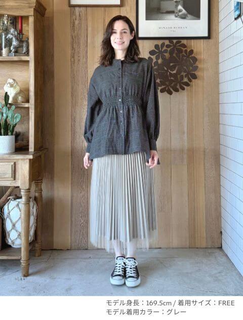 起毛チェックウエストギャザーシャツ ブランドのドッグデプト/DOG DEPT