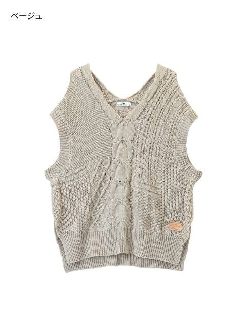 WOMEN】ケーブル編みベスト