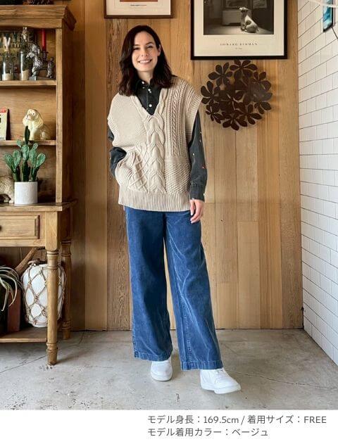 WOMEN】ケーブル編みベスト