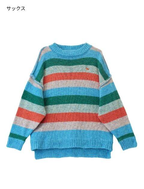 カラフルボーダークルーニット   ブランドのドッグデプト/DOG DEPT