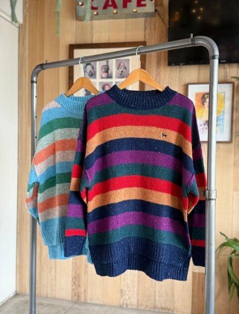 カラフルボーダークルーニット   ブランドのドッグデプト/DOG DEPT