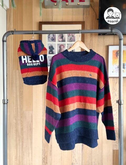 カラフルボーダークルーニット   ブランドのドッグデプト/DOG DEPT