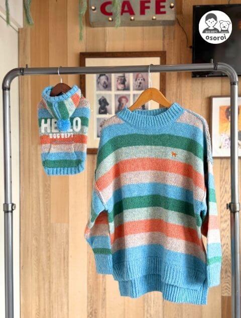 カラフルボーダークルーニット   ブランドのドッグデプト/DOG DEPT